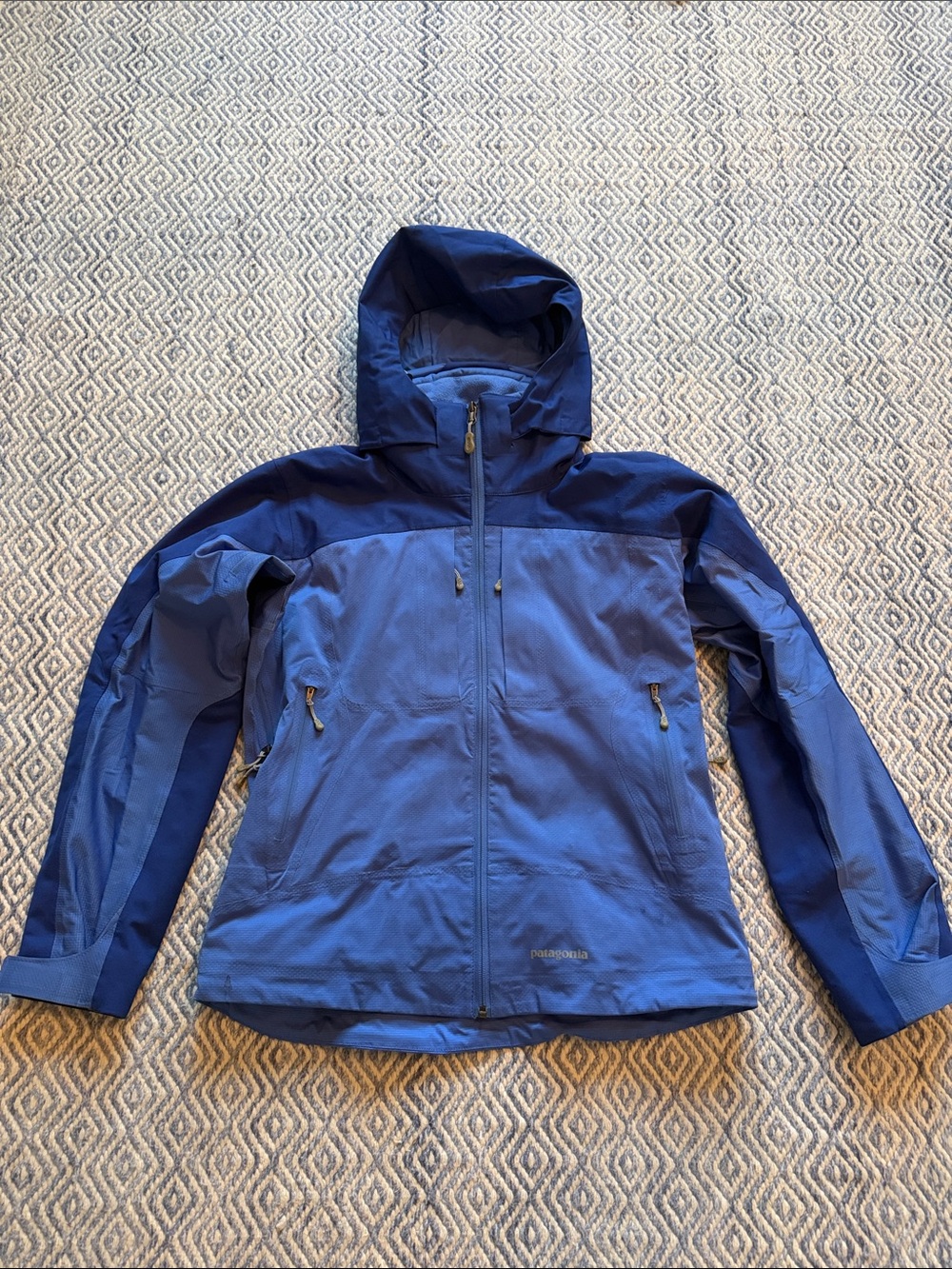 Patagonia Two-Tone Blue Hooded Ski Jacket